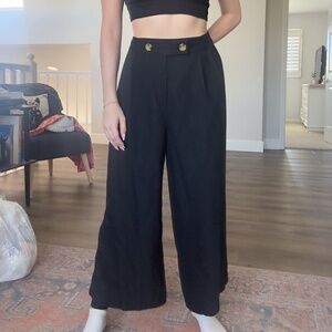 High-Rise, Wide Leg Black Trousers